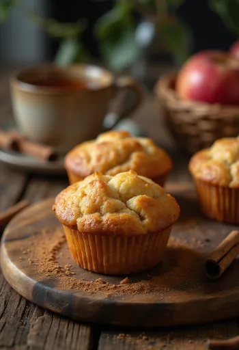Almás-fahéjas muffin tálalva