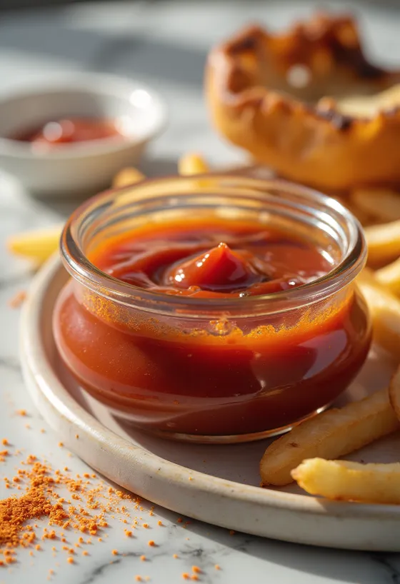 BBQ fűszeres ketchup tálalva
