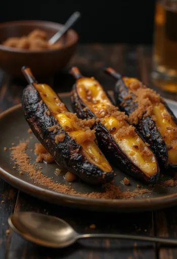 BBQ grillezett banán tálalva