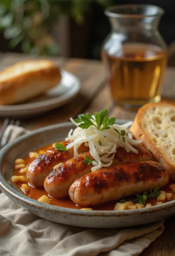 Cevapi pirospaprikával, frissen sült és szép aranybarna, pita kenyéren tálalva