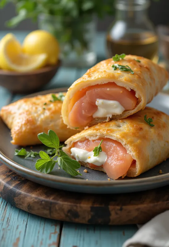 Kapros-lazacos calzone frissen sütve
