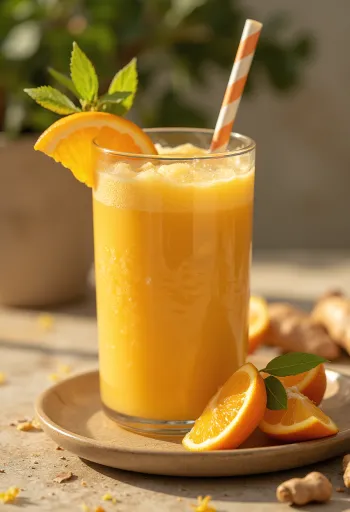 Narancsos-gyömbéres smoothie pohárban