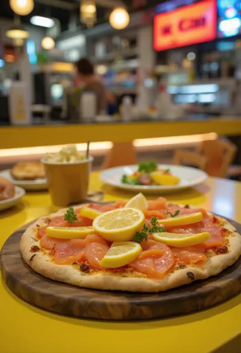 Moszkvai pizza füstölt lazaccal és tejföllel