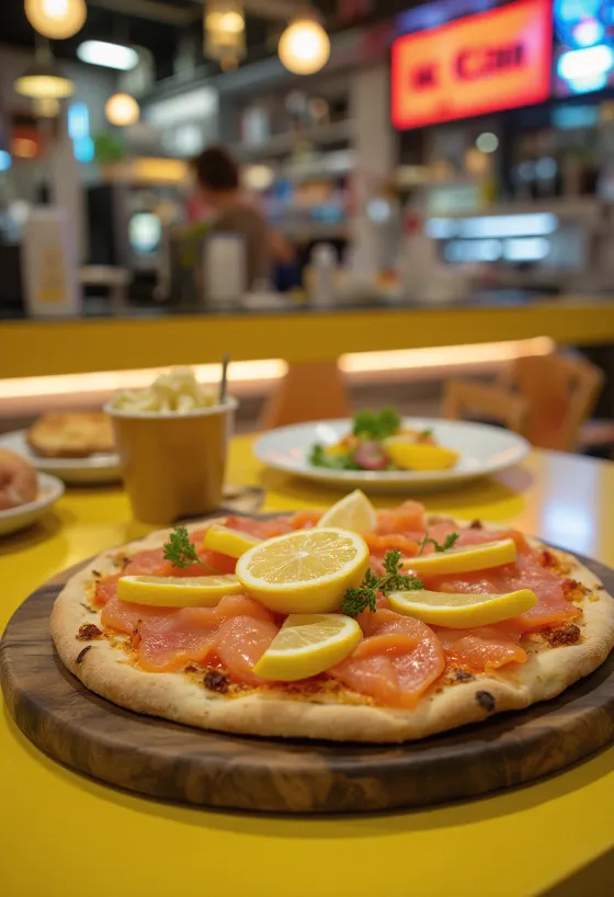 Moszkvai pizza füstölt lazaccal és tejföllel