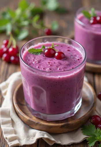 Ribizlis smoothie friss ribizlivel díszítve