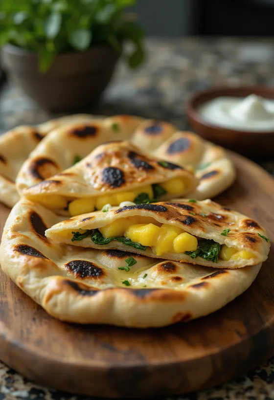 Töltött naan, puha és ínycsiklandó indiai kenyér