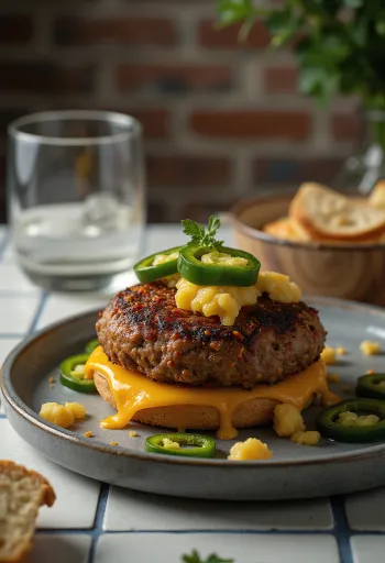 Cajun burger tálalva