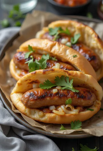 Cevapi pitában, frissen sült és szép aranybarna, pita kenyéren tálalva