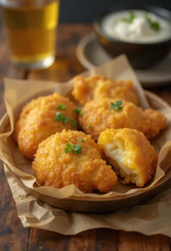 Coxinha Catupiry-vel aranybarnára sült falatok, ropogós külsővel, sajt- és csirkehústöltelékkel