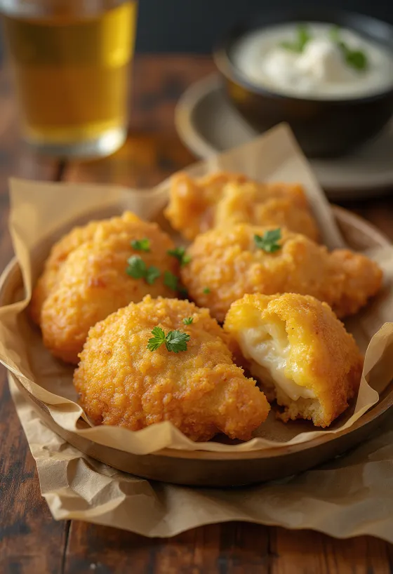 Coxinha Catupiry-vel aranybarnára sült falatok, ropogós külsővel, sajt- és csirkehústöltelékkel