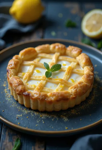 Crostata ricottával és citromhéjjal tálalva, rusztikus olasz pite