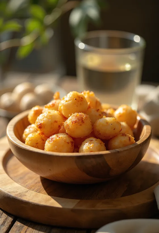 Dabo Kolo etióp fűszeres snack tálalva