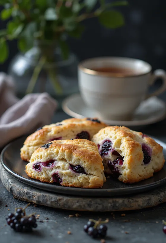 Feketeribizlis scone tálalva