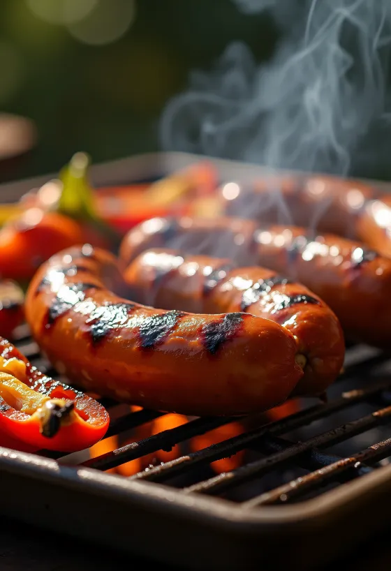 Grillezett kolbász zöldségekkel