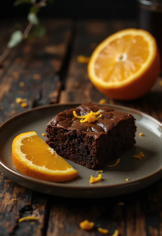 Narancsos brownie tálalva