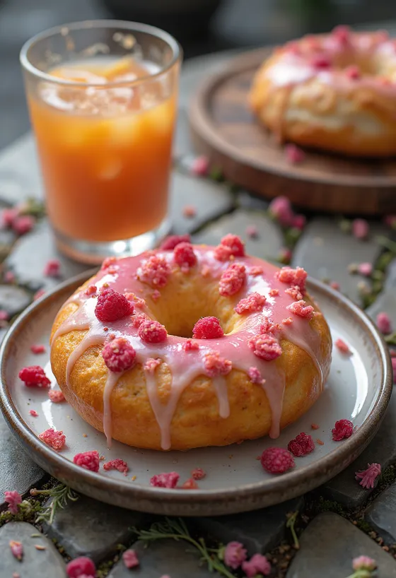 Frissen sült rózsás-málnás bagel