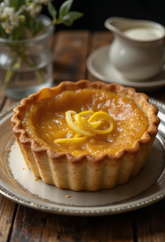 Treacle tart, klasszikus brit desszert, karamellás sziruppal és ropogós tésztával