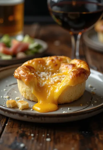 Yorkshire pudding sajttal töltve, aranybarnára sült tésztával