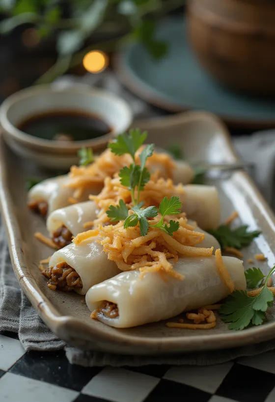 Bánh cuốn rizstésztával, ínycsiklandó vietnami étel friss hozzávalókkal