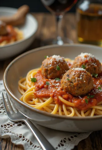 Bolognai spagetti húsgombóccal, parmezánnal megszórva