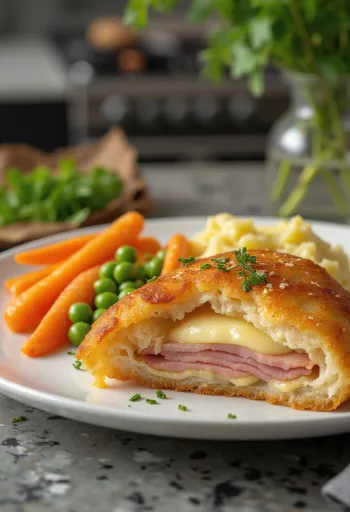 Cachopo zöldségekkel, ropogós töltött hús és friss zöldségek