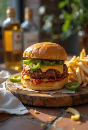 Chili-Sajtos Burger tálalva