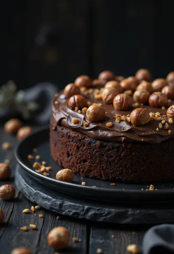 Csokis-mogyorós torta krémes csokoládébevonattal