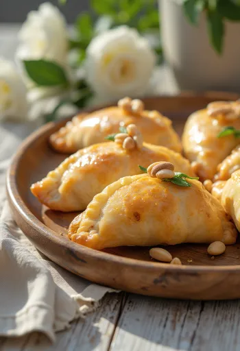 Fenyőmagos empanada tálalva
