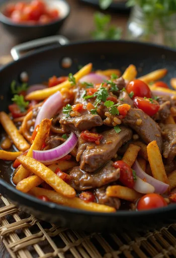 Lomo Saltado habaneróval, tálalva