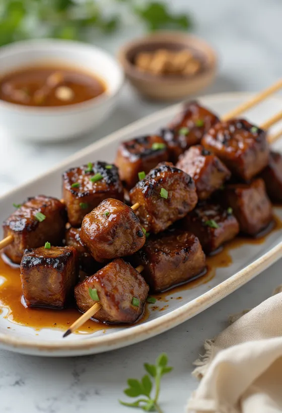 Marha Satay, grillen sült marhahús mogyoróvajas pácban