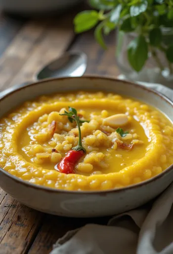Moong Dal Tadka gazdag fűszeres ízekkel.