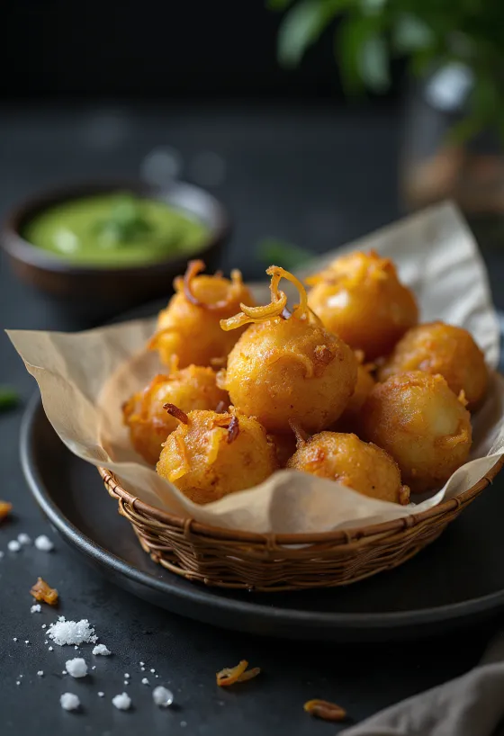 Pakora Hagyma friss korianderrel