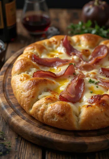 Sonkás-mozzarellás focaccia tálalva