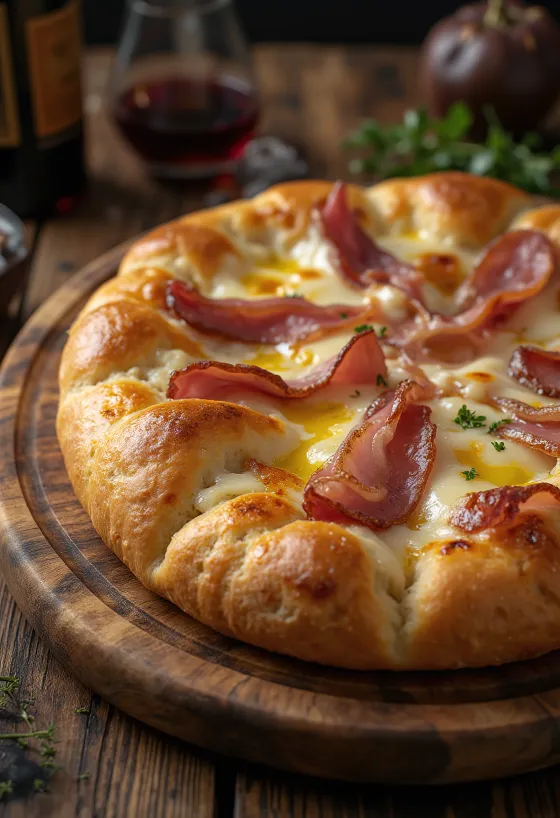 Sonkás-mozzarellás focaccia tálalva
