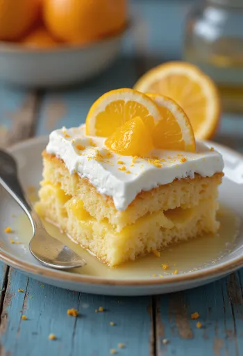 Tres leches narancsos változatban frissen tálalva