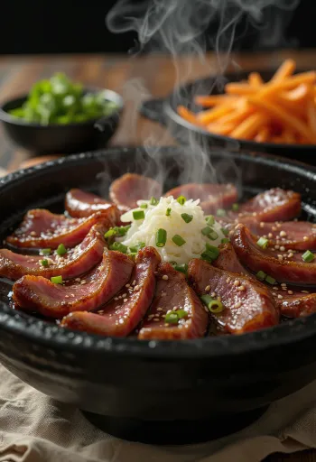 Wagyu Bulgogi fűszeres marhahús tálalva