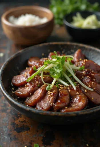 Bulgogi marhahús tálalva