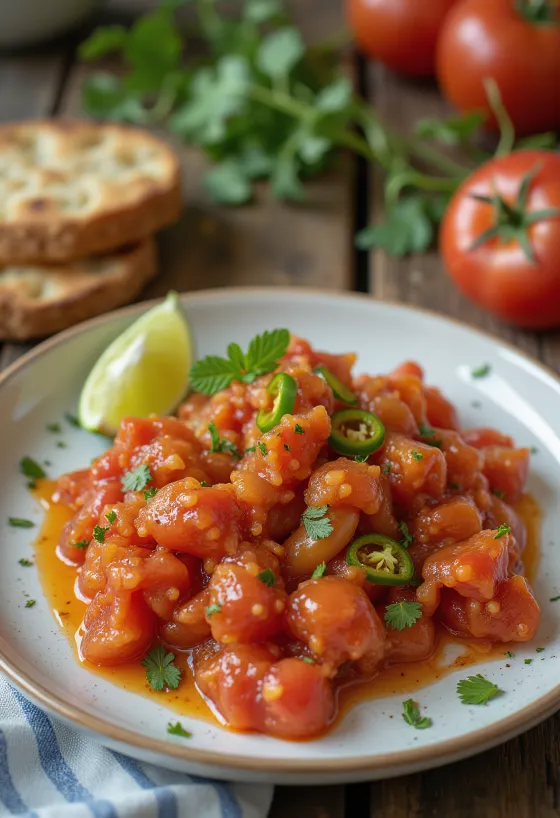 Jalapeños paradicsomos lime chutney tálalva