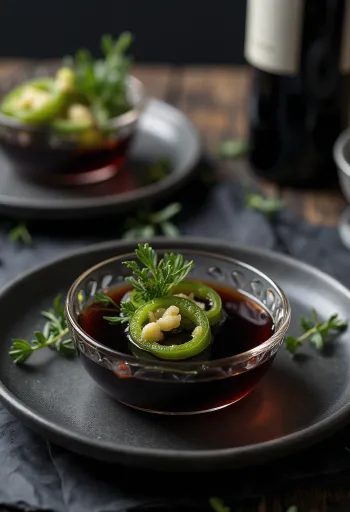Jalapeños vörösboros balzsamecetszósz tálalva