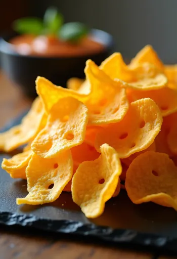 Keto ropogós sajtchips tálalva