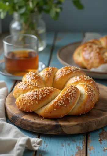 Klasszikus simit frissen sült, ropogós, szezámmagos tésztakörökkel