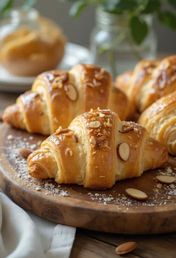 Mézes-mandulás croissant tálalva