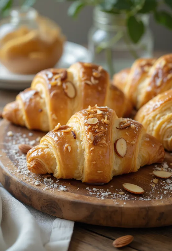 Mézes-mandulás croissant tálalva