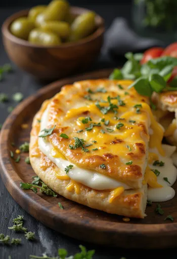 Sajtos-tejfölös calzone aranybarnára sütve