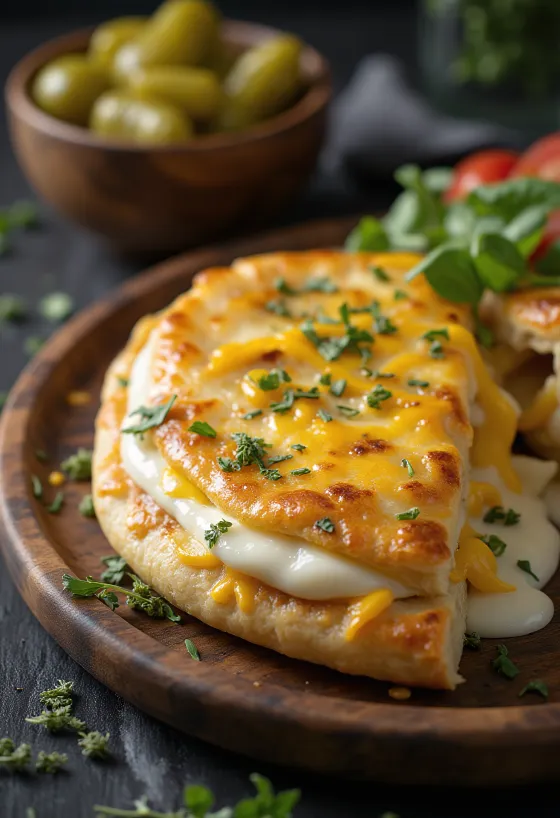 Sajtos-tejfölös calzone aranybarnára sütve