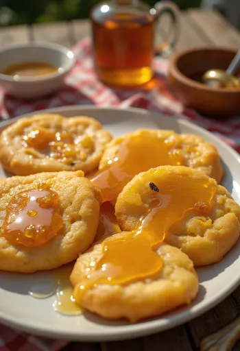 Sopaipilla chilena édesen, mézzel leöntve és fahéjjal megszórva