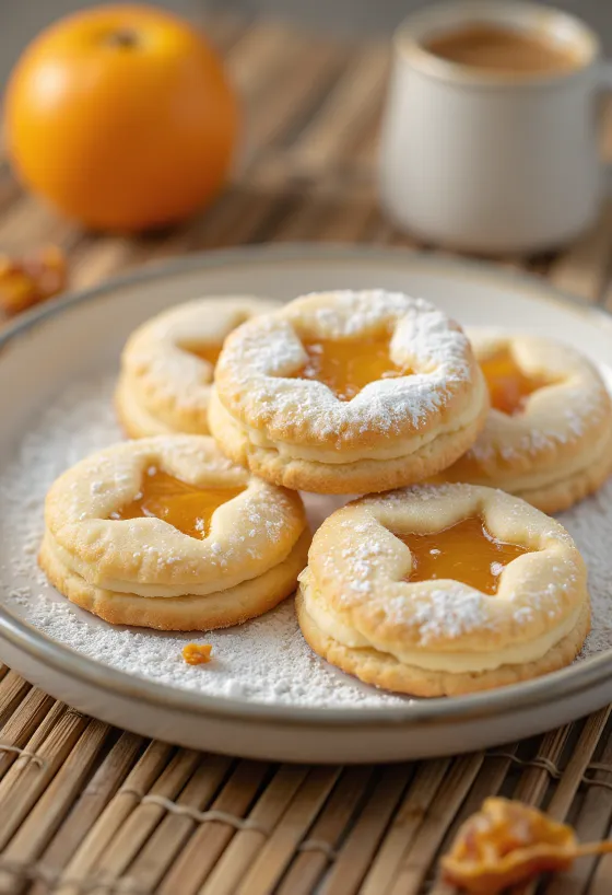 Almás-narancsos linzer tálalva