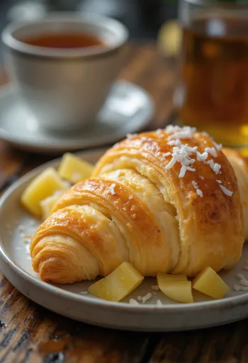 Ananászos croissant tálalva