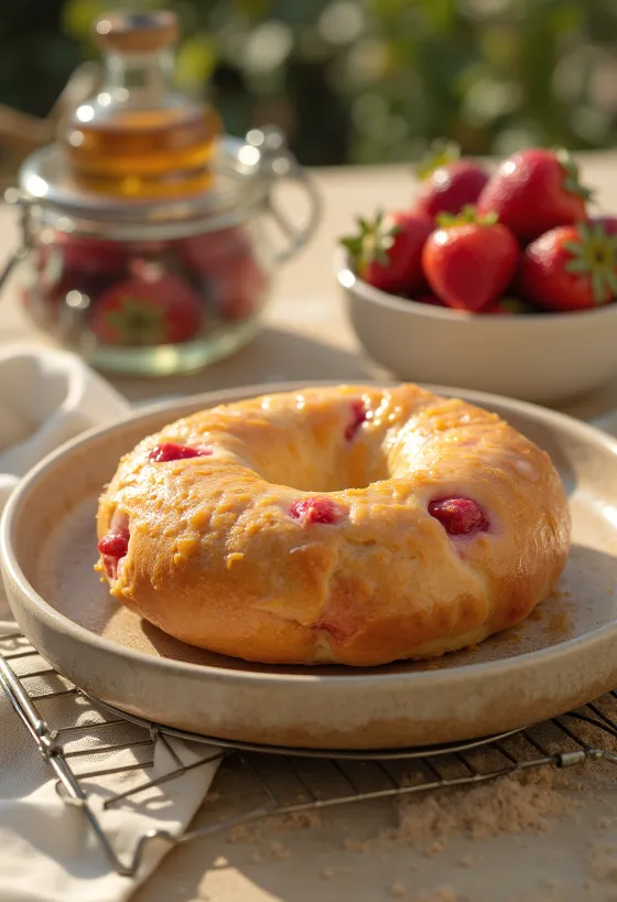 Frissen sült epres-vaníliás bagel