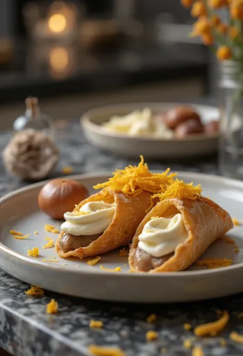 Gesztenyés cannoli tálalva